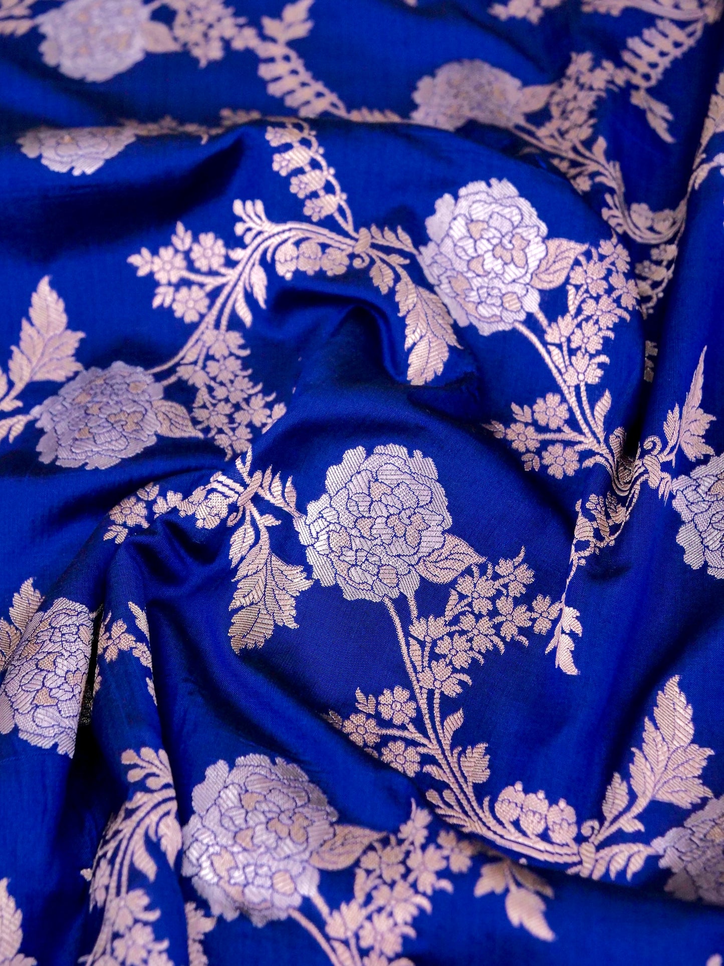 Pure Katan Silk Banarasi Saree with All over Jaal Weaving