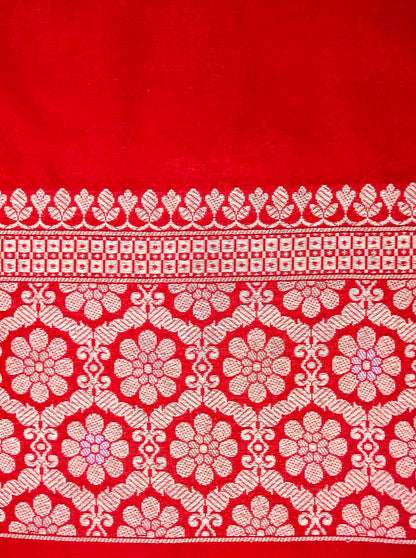 Pure Katan Silk Banarasi with All over Jaal Weaving