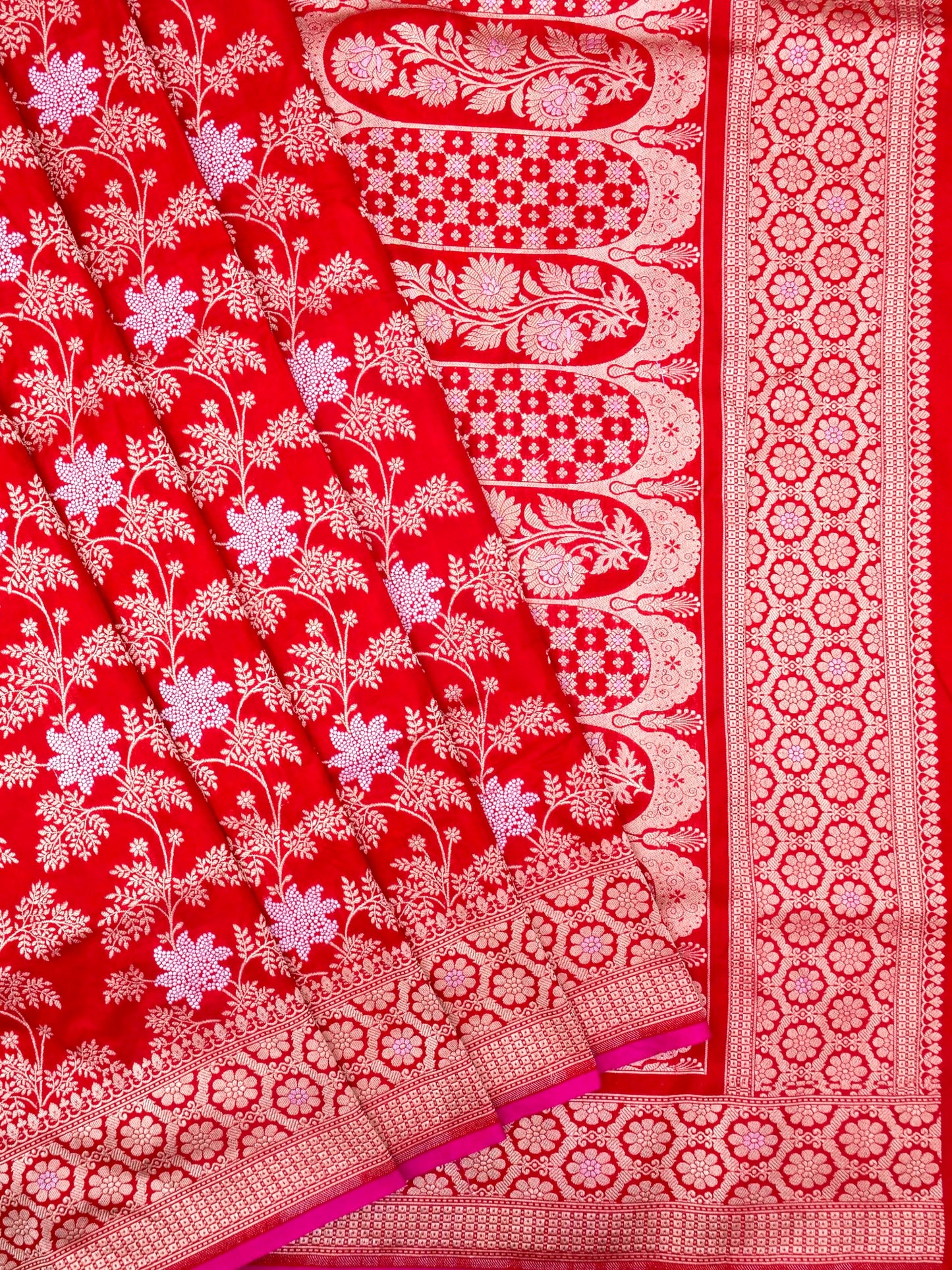 Pure Katan Silk Banarasi with All over Jaal Weaving