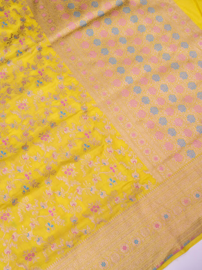 Pure Katan Silk Banarasi with All over Jaal Weaving