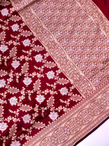 Pure Katan Silk Banarasi with All over Jaal Weaving