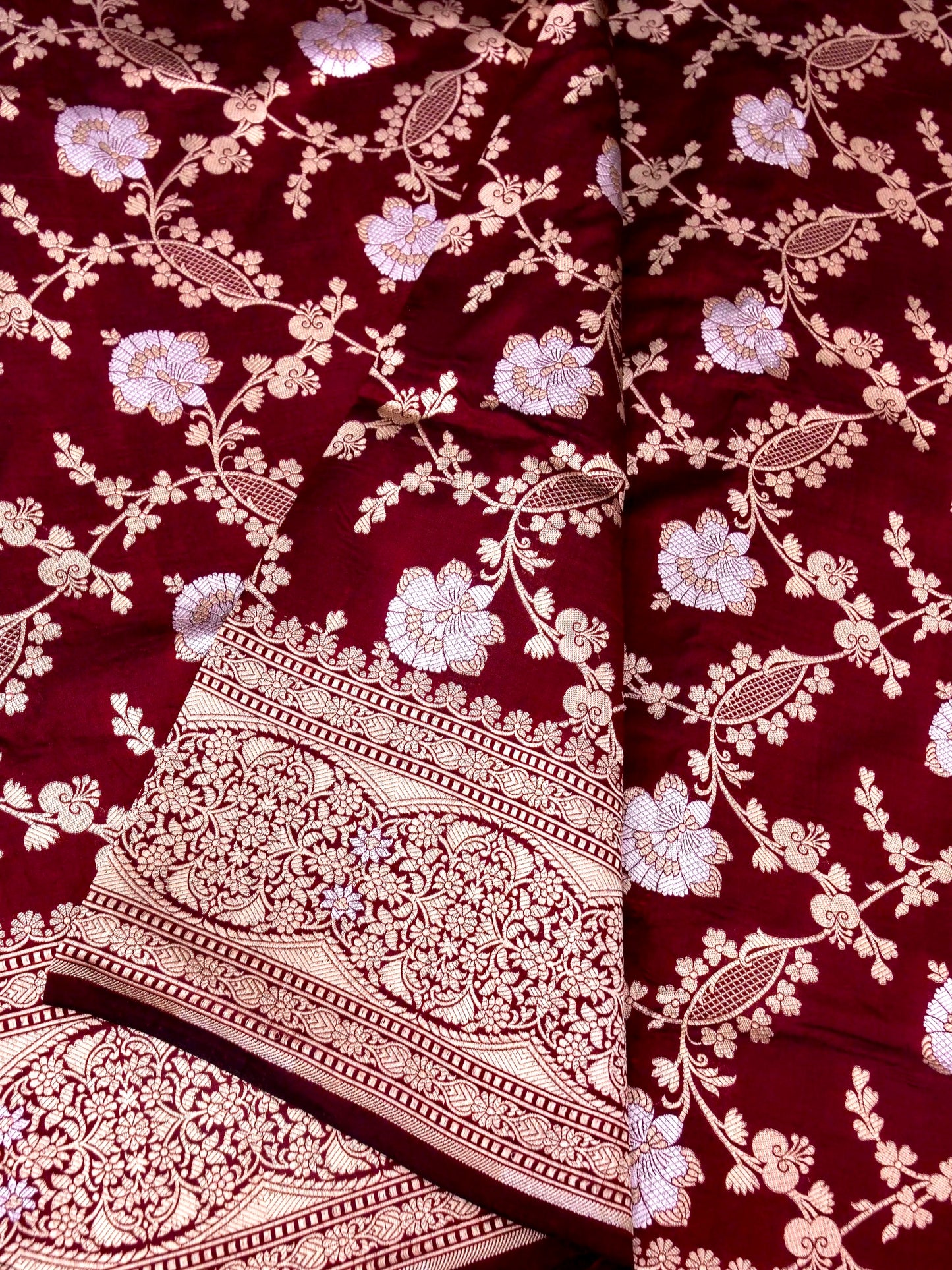 Pure Katan Silk Banarasi with All over Jaal Weaving