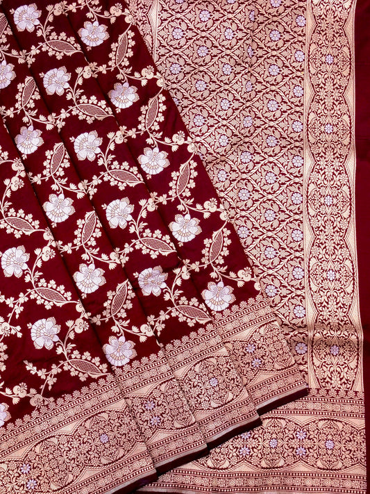 Pure Katan Silk Banarasi with All over Jaal Weaving