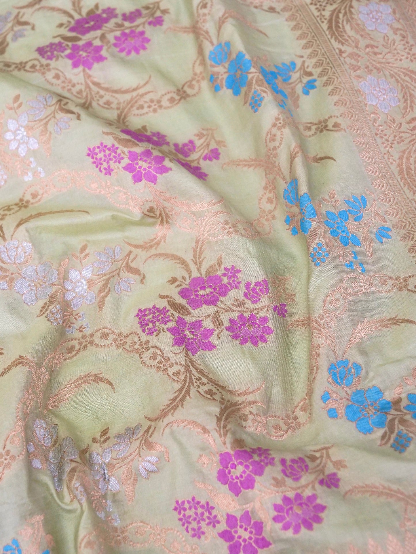 Pure Katan Silk Banarasi with All over Jaal Weaving