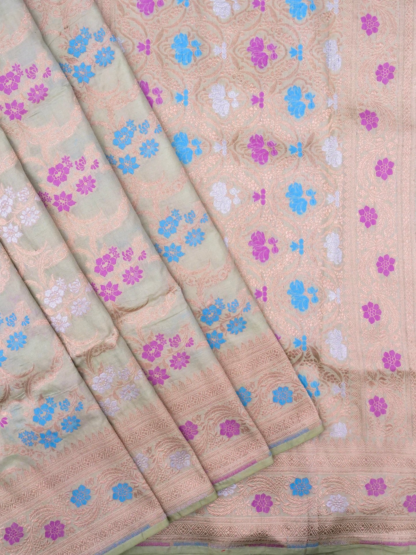 Pure Katan Silk Banarasi with All over Jaal Weaving