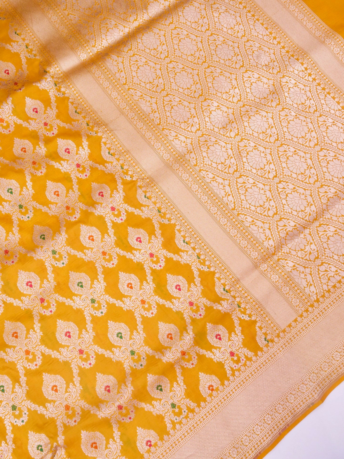 Pure Katan Silk Banarasi with All over Jaal Weaving