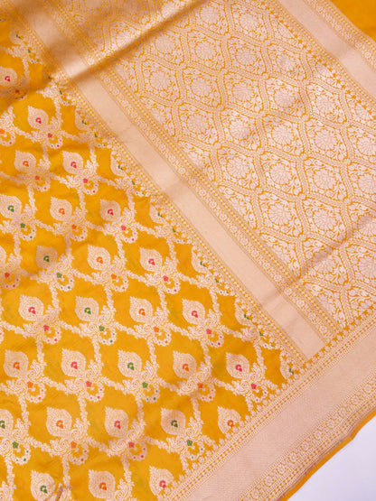 Pure Katan Silk Banarasi with All over Jaal Weaving