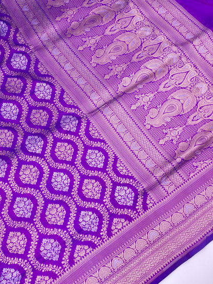 Pure Katan Silk Banarasi with All over Jaal Weaving