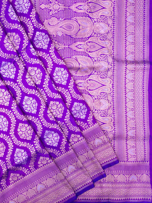 Pure Katan Silk Banarasi with All over Jaal Weaving