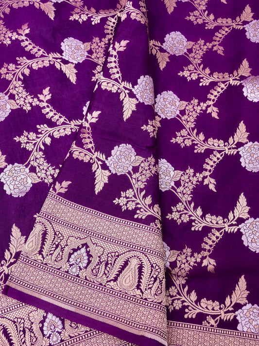 Pure Katan Silk Banarasi with All over Jaal Weaving