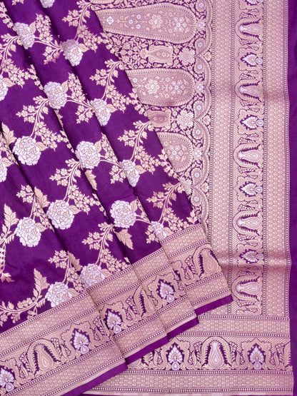 Pure Katan Silk Banarasi with All over Jaal Weaving