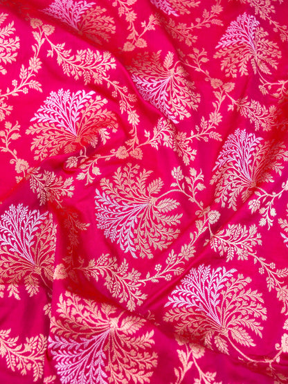 Pure Katan Silk Banarasi with All over Jaal Weaving