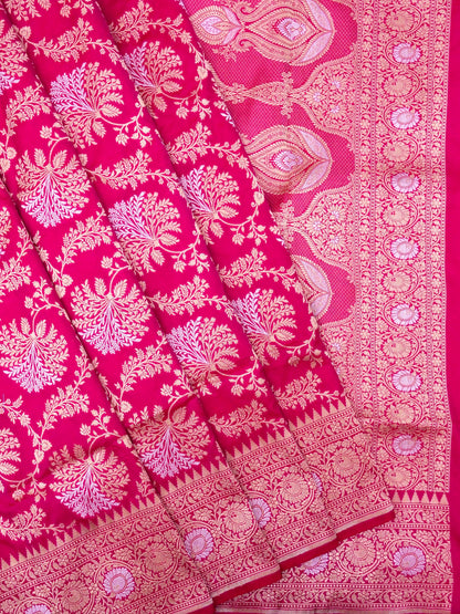 Pure Katan Silk Banarasi with All over Jaal Weaving