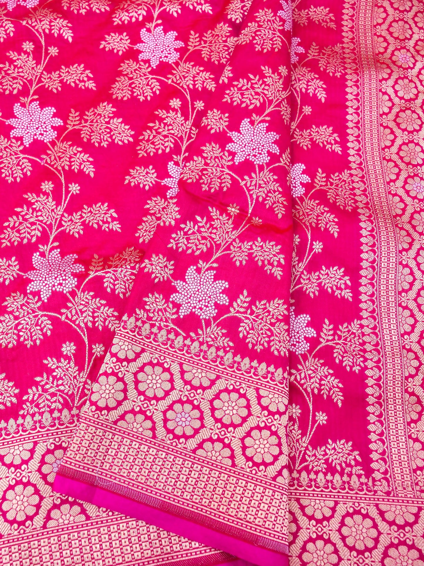 Pure Katan Silk Banarasi Saree  All Over Jaal Weaving