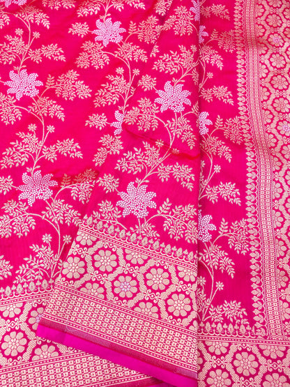 Pure Katan Silk Banarasi Saree  All Over Jaal Weaving