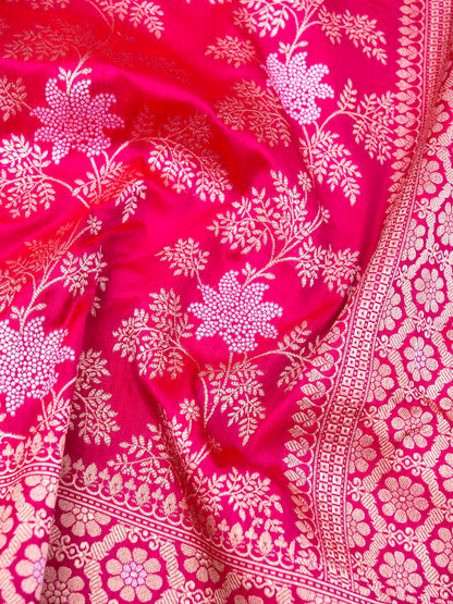 Pure Katan Silk Banarasi Saree  All Over Jaal Weaving