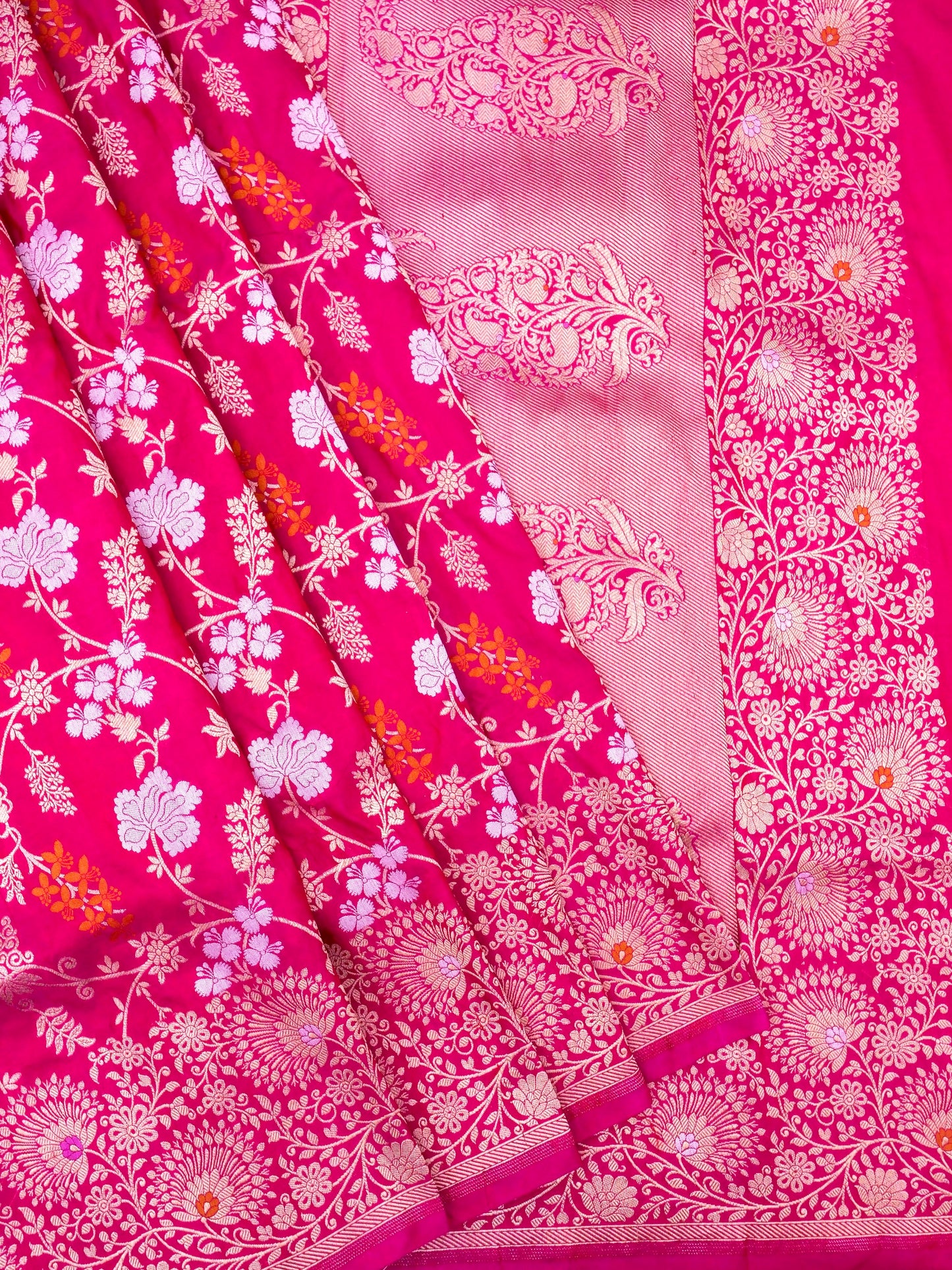 Pure Katan Silk Banarasi saree With All Over Jaal Weaving