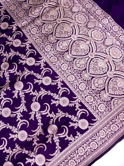 Pure Katan Silk Banarasi Saree  All Over Jaal Weaving