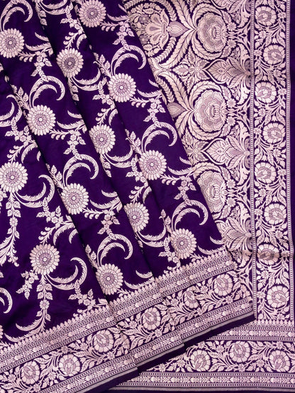 Pure Katan Silk Banarasi Saree  All Over Jaal Weaving