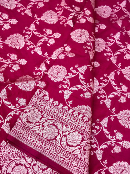 Pure Katan Silk Banarasi Saree All Over Jaal Weaving