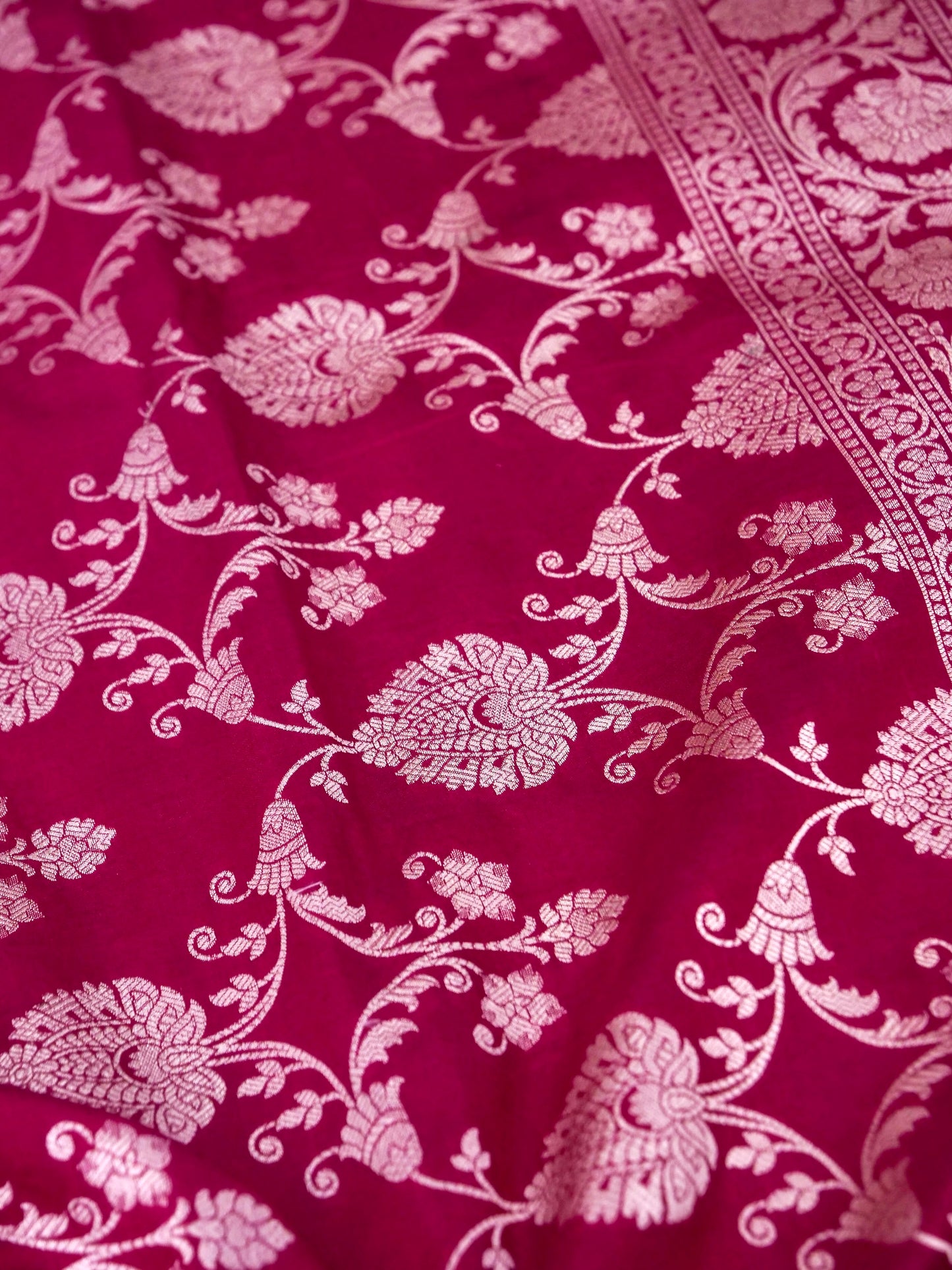 Pure Katan Silk Banarasi Saree All Over Jaal Weaving