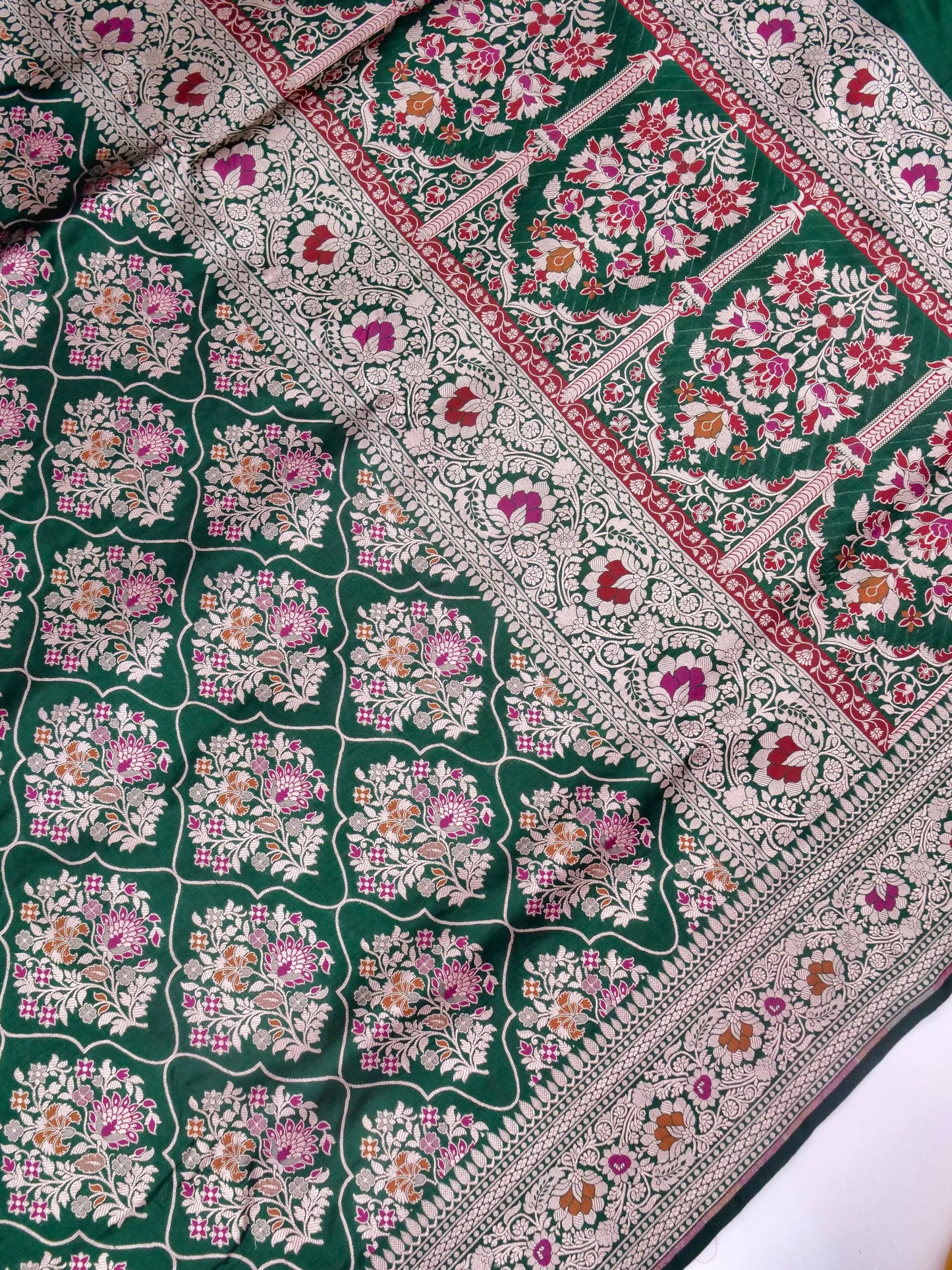 Pure Katan Silk Banarasi with All over Jaal Weaving