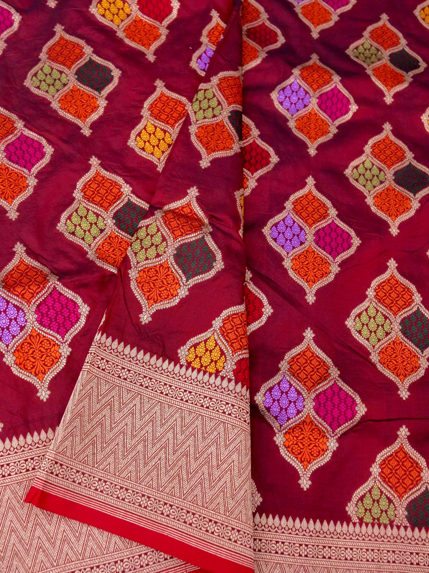 Pure Katan Silk Banarasi with All over Jaal Weaving