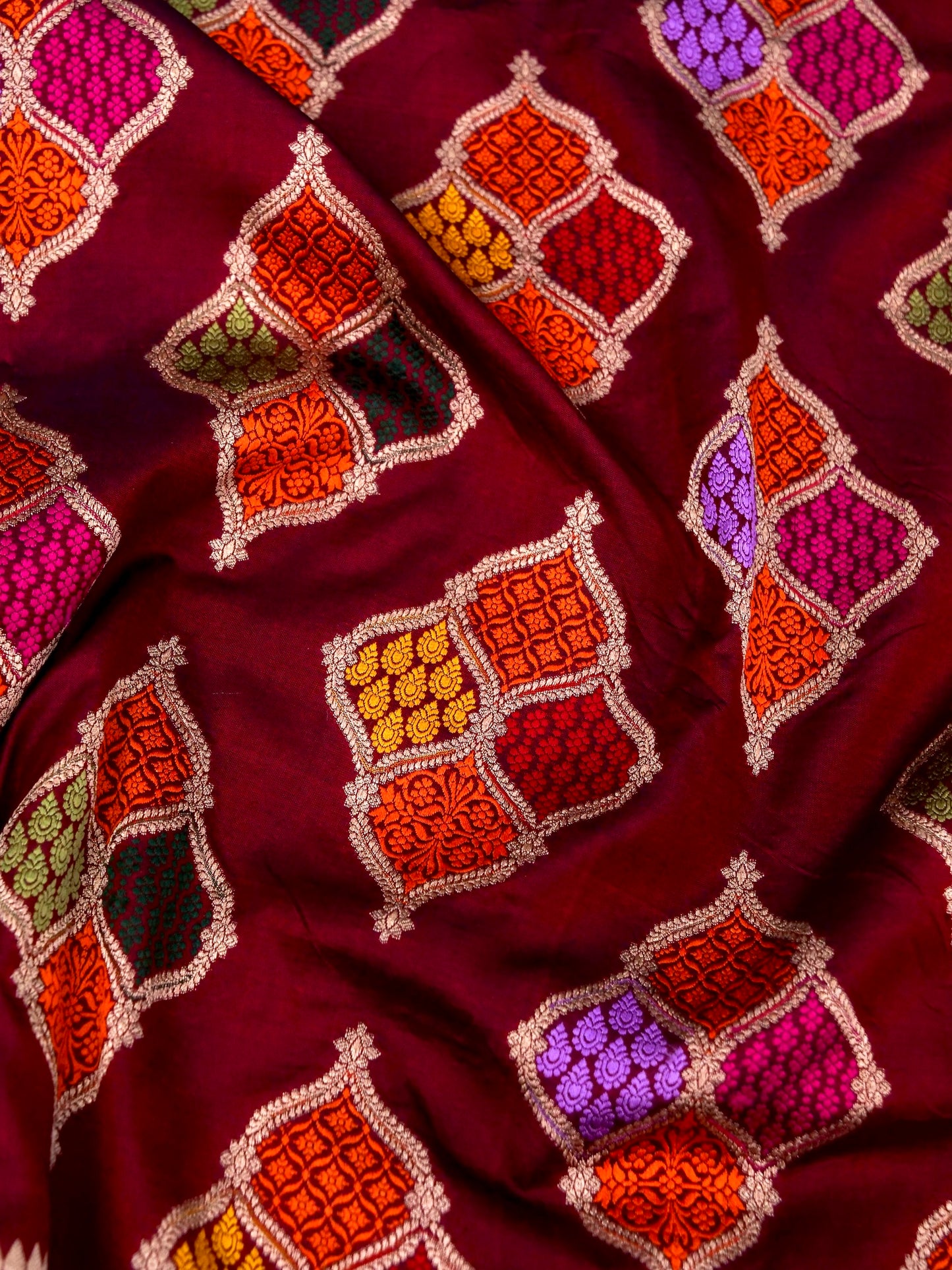 Pure Katan Silk Banarasi with All over Jaal Weaving