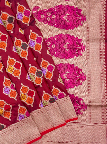 Pure Katan Silk Banarasi with All over Jaal Weaving