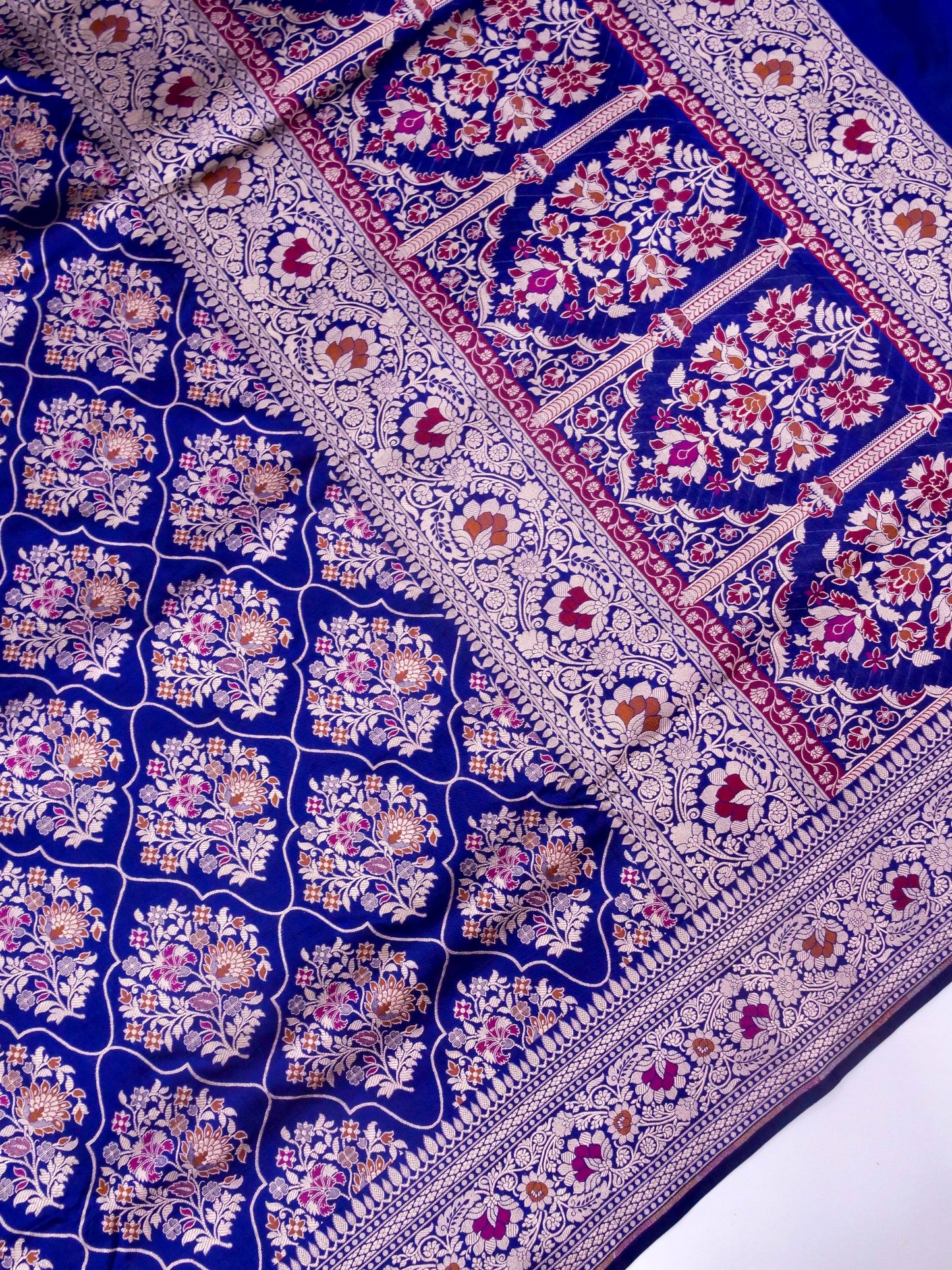 Pure Katan Silk Banarasi with All over Jaal Weaving