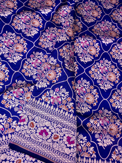 Pure Katan Silk Banarasi with All over Jaal Weaving