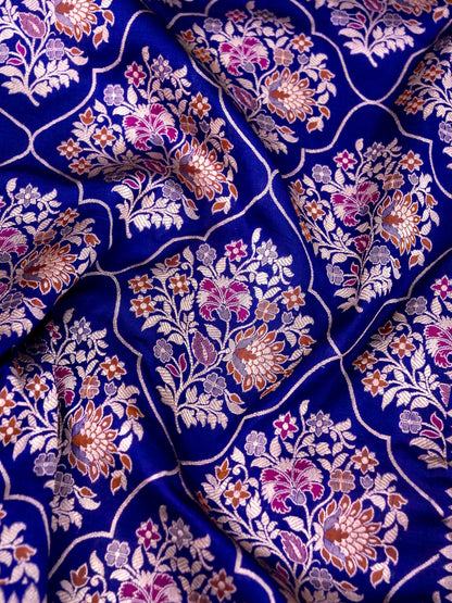 Pure Katan Silk Banarasi with All over Jaal Weaving