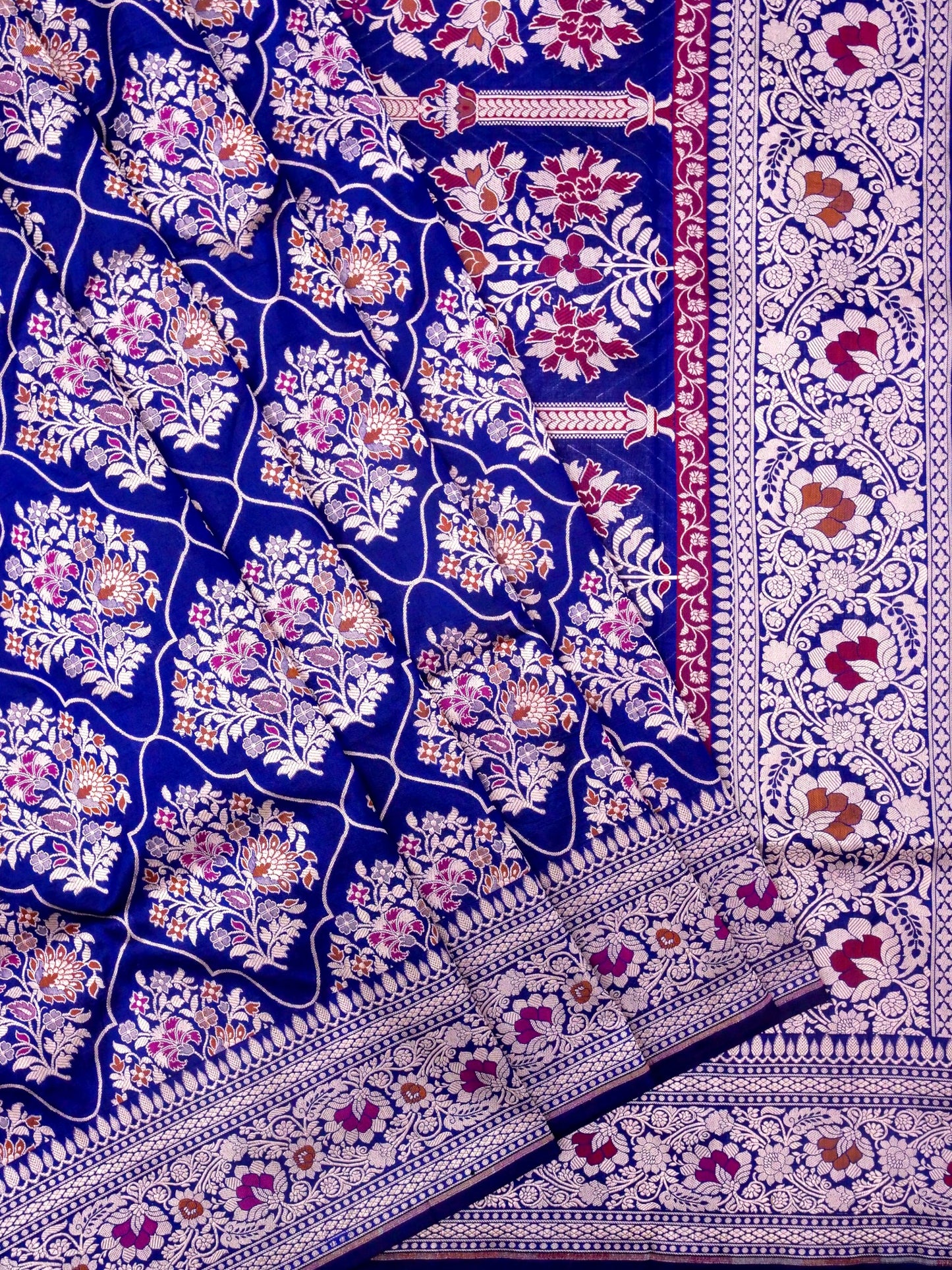 Pure Katan Silk Banarasi with All over Jaal Weaving