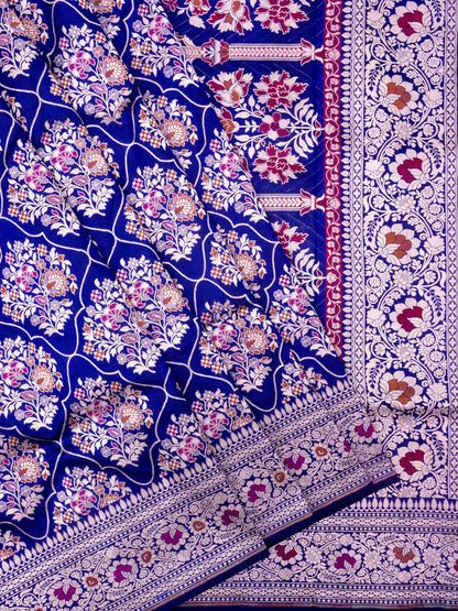 Pure Katan Silk Banarasi with All over Jaal Weaving