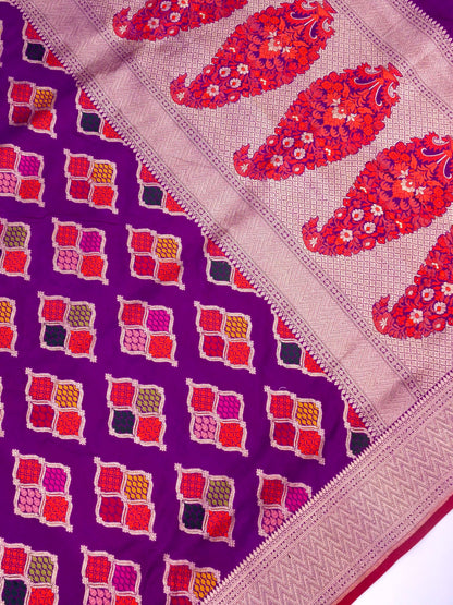 Pure Katan Silk Banarasi with All over Jaal Weaving