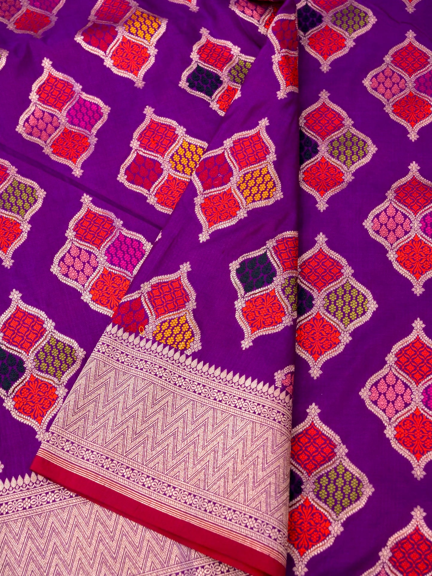 Pure Katan Silk Banarasi with All over Jaal Weaving