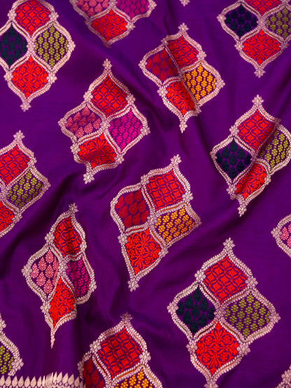 Pure Katan Silk Banarasi with All over Jaal Weaving