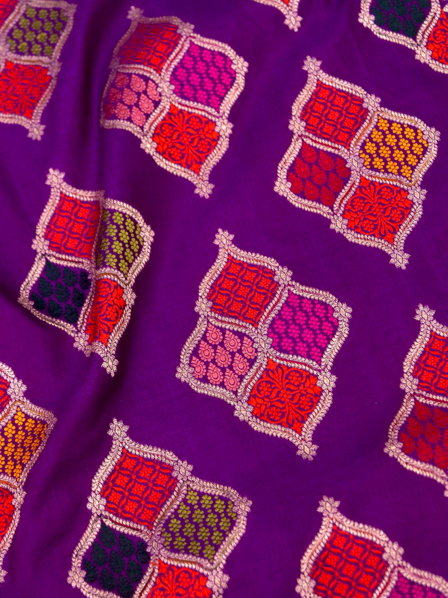 Pure Katan Silk Banarasi with All over Jaal Weaving