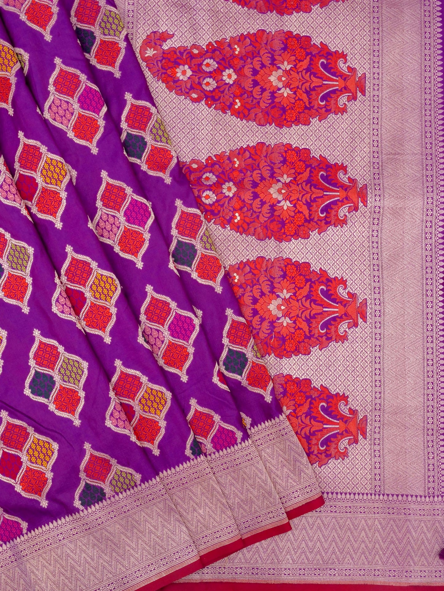 Pure Katan Silk Banarasi with All over Jaal Weaving