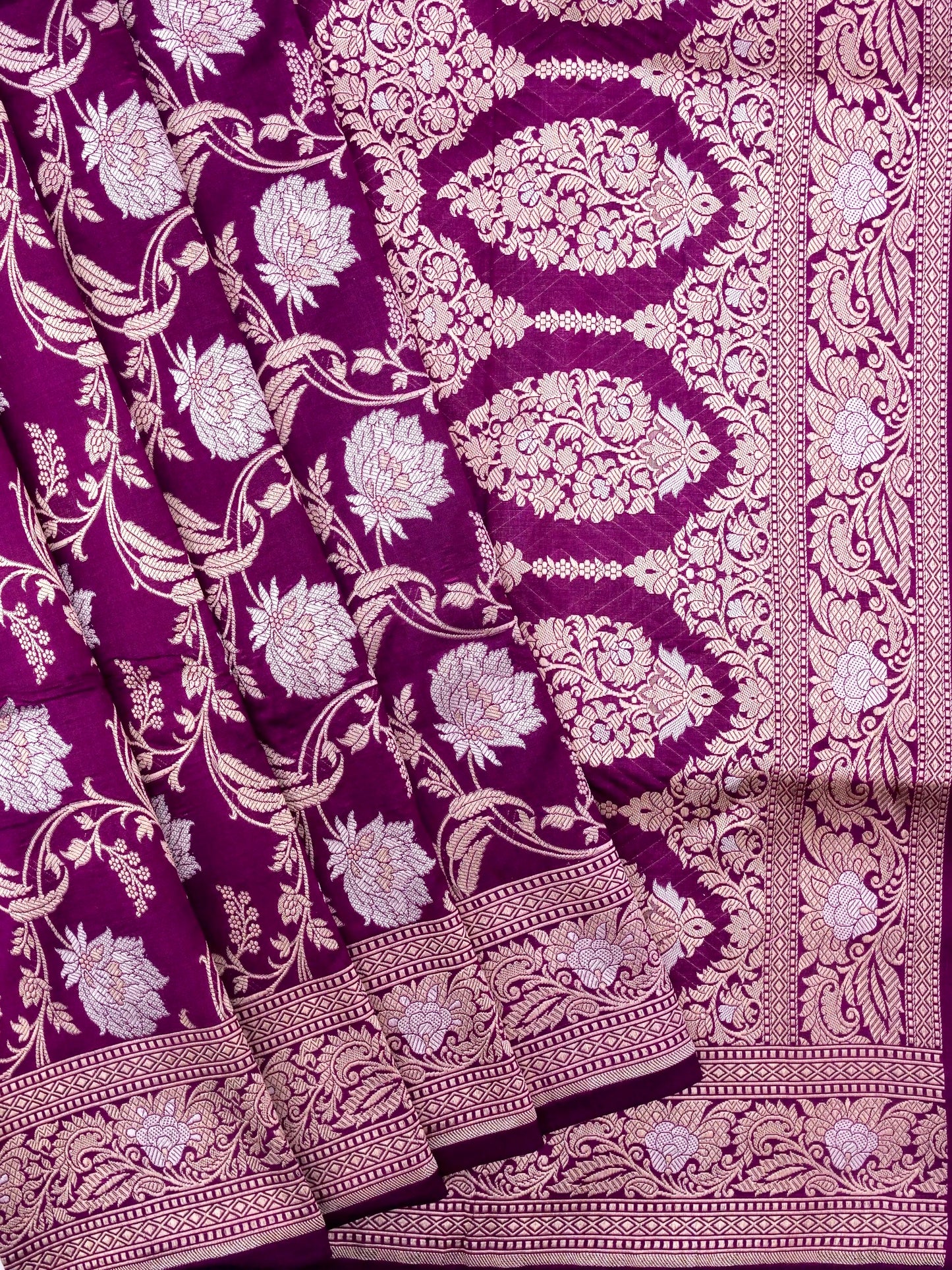 Pure Katan Silk Banarasi Saree  All Over Jaal Weaving