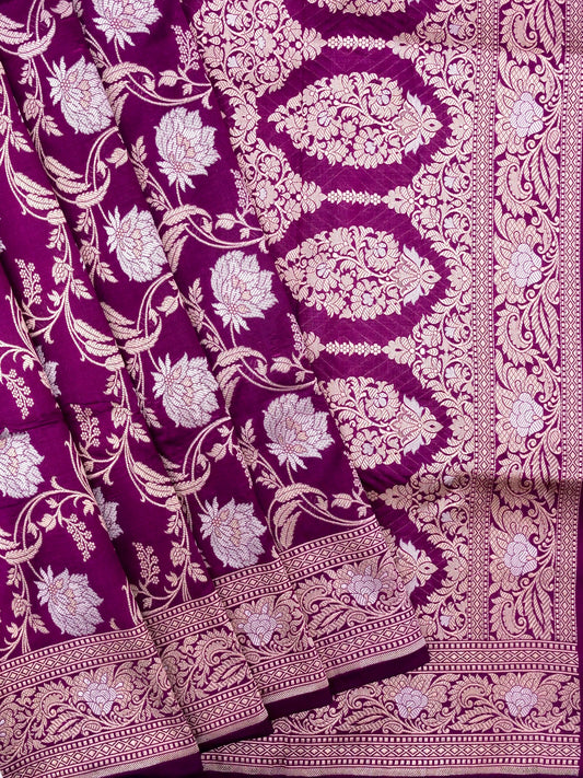 Pure Katan Silk Banarasi Saree  All Over Jaal Weaving