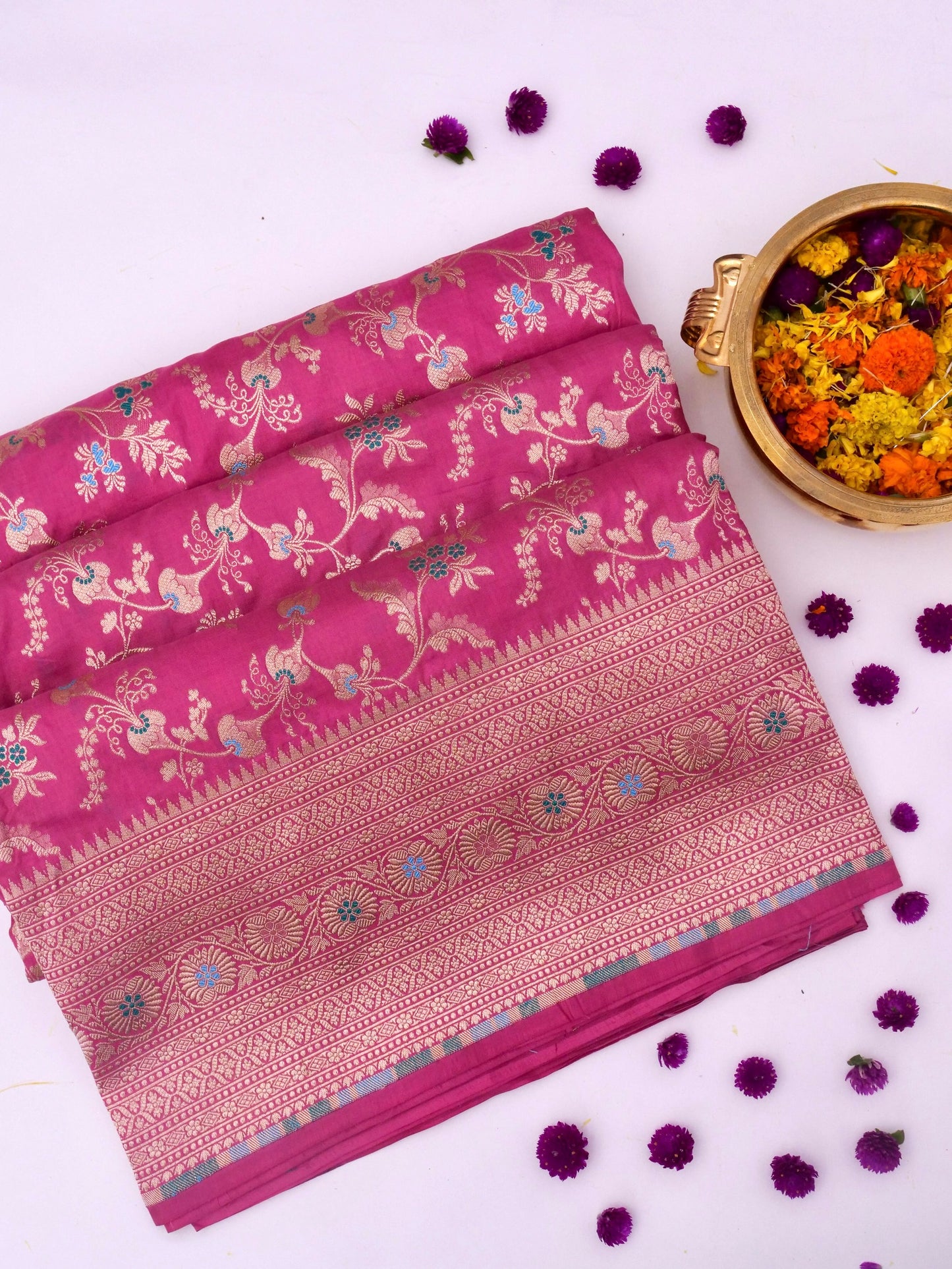 Pure Katan Silk Banarasi Saree  All Over Jaal Weaving