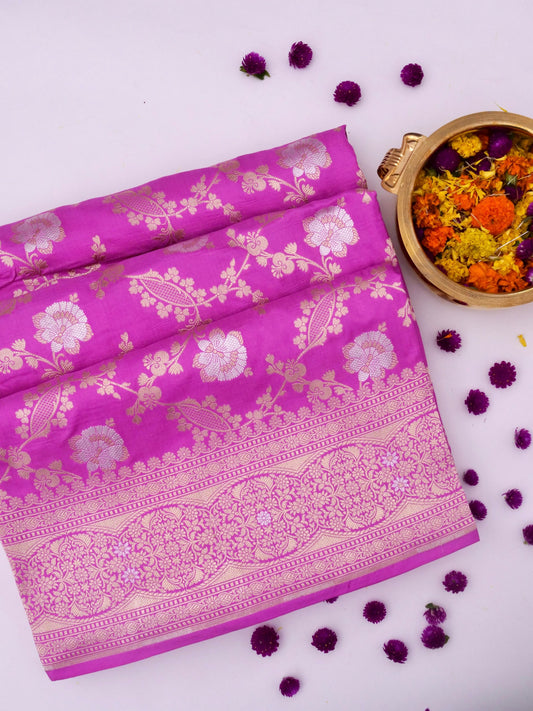 Pure Katan Silk Banarasi Saree  All Over Jaal Weaving