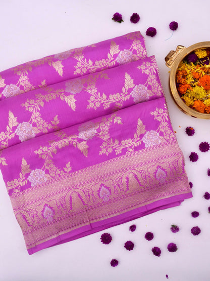 Pure Katan Silk Banarasi Saree  All Over Jaal Weaving