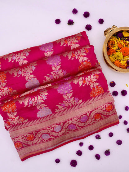 Pure Katan Silk Banarasi Saree  All Over Jaal Weaving