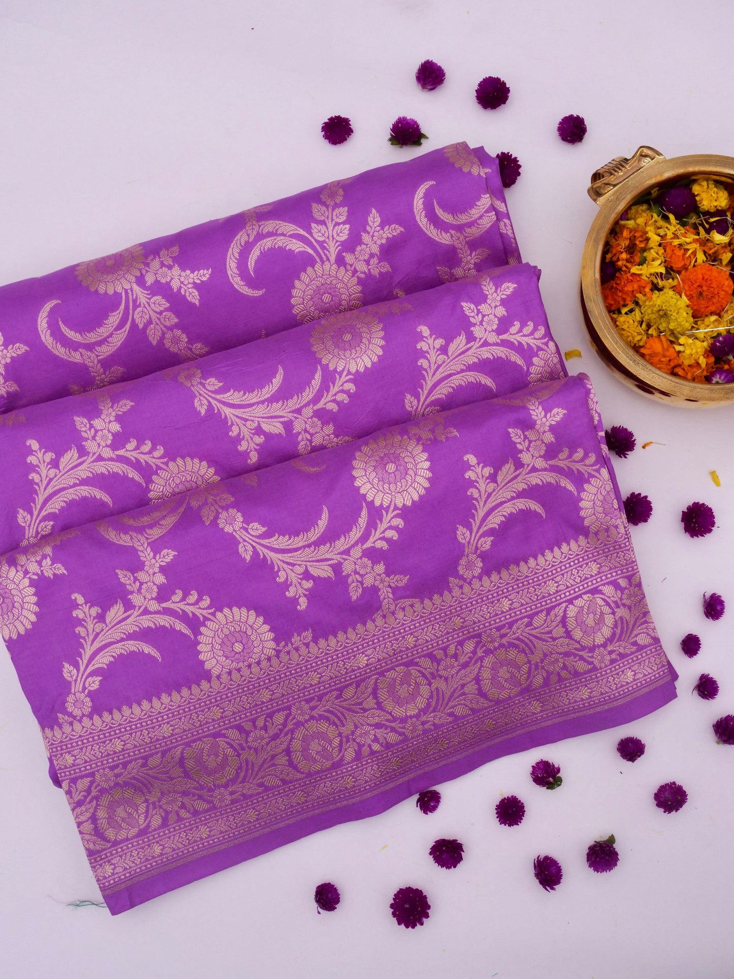 Pure Katan Silk Banarasi Saree  All Over Jaal Weaving