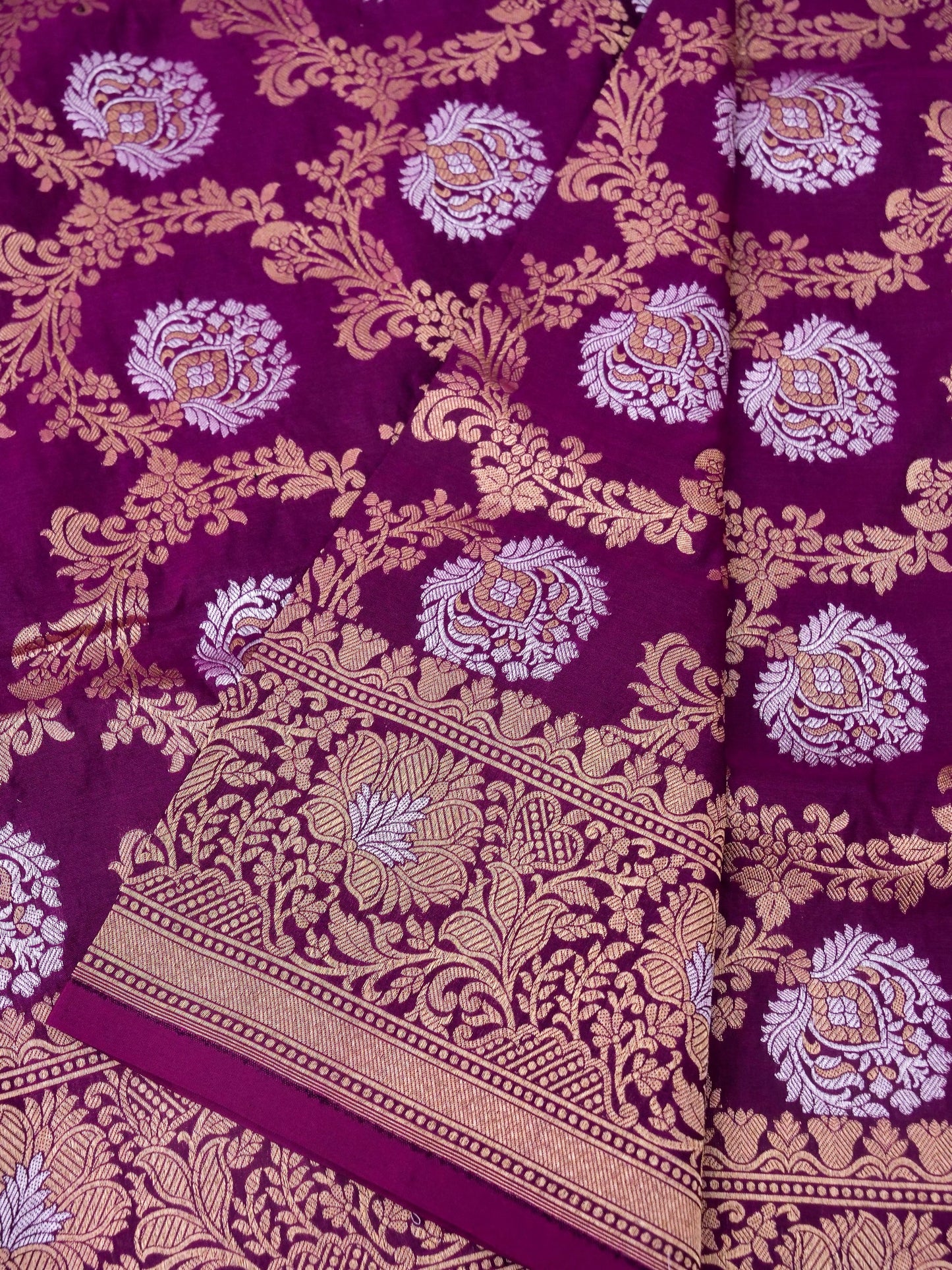 Pure Katan Silk Banarasi Saree  All Over Jaal Weaving