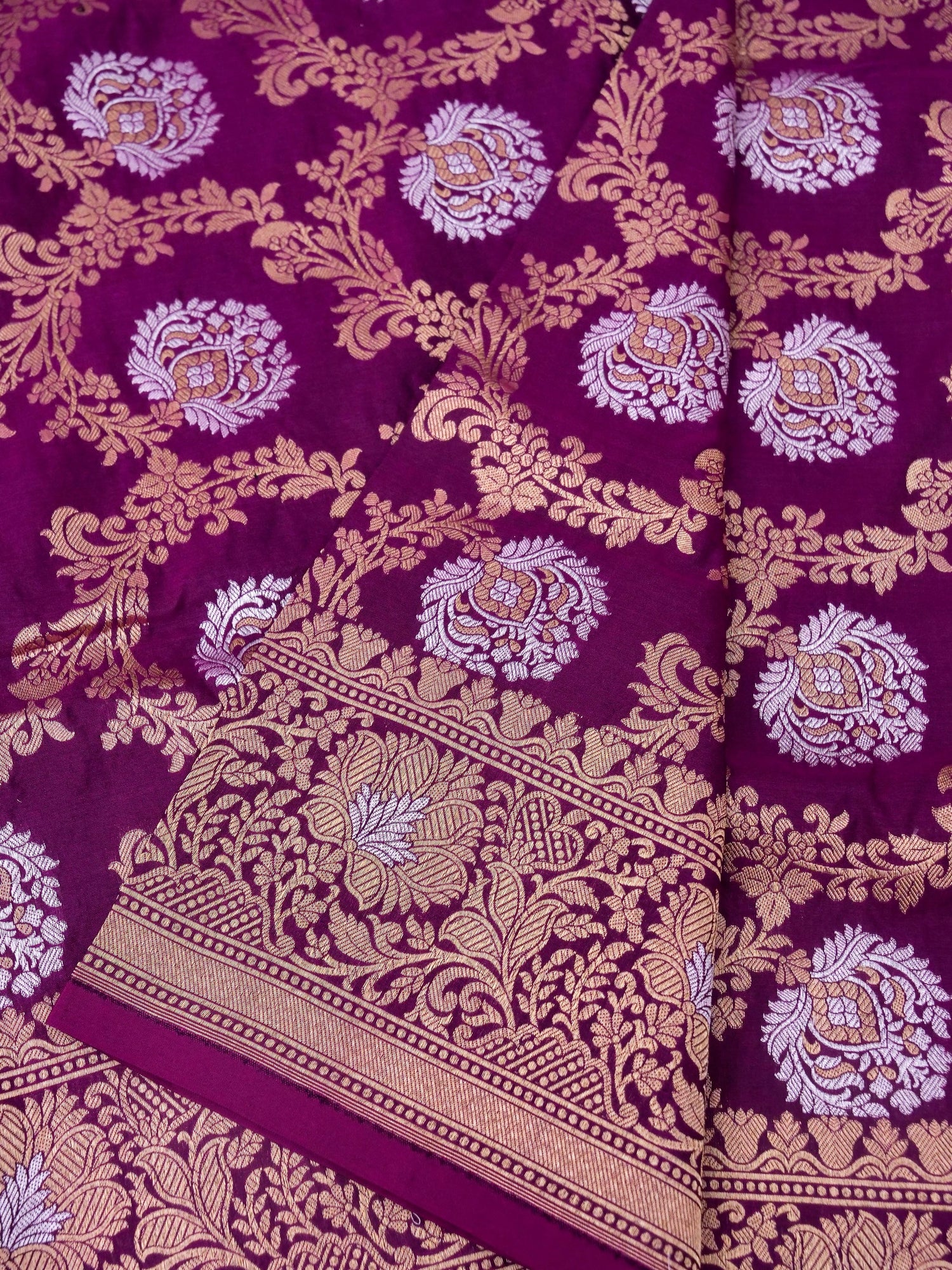 Pure Katan Silk Banarasi Saree  All Over Jaal Weaving