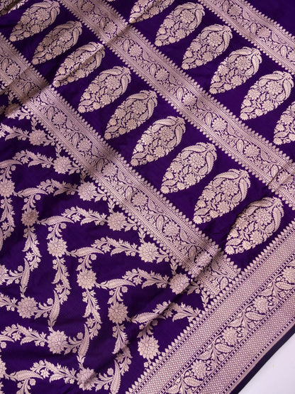 Pure Katan Silk Banarasi Saree  All Over Jaal Weaving