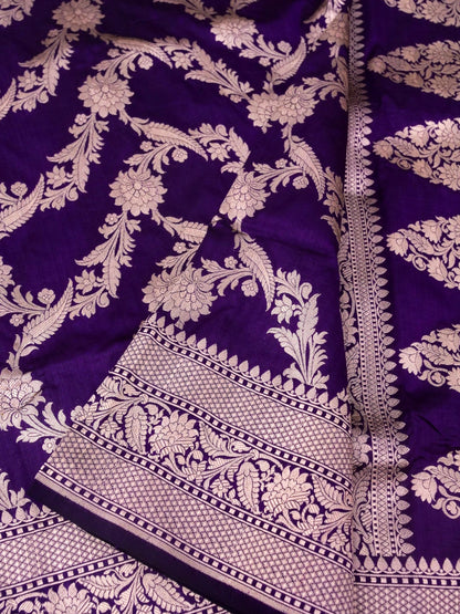 Pure Katan Silk Banarasi Saree  All Over Jaal Weaving